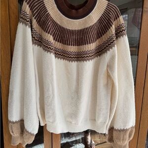 Hyacinth House Cream and Brown Knit Sweater